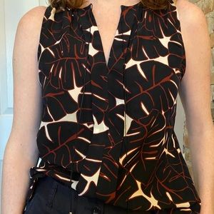 Sleeveless printed shell blouse
